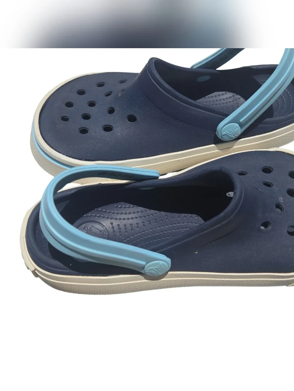 CROCS Kids Navy and Light Blue Classic Clog Water Clogs Slip-on Vacation Pool